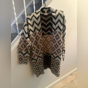 Debut Black and Cream Geometric Cardigan
